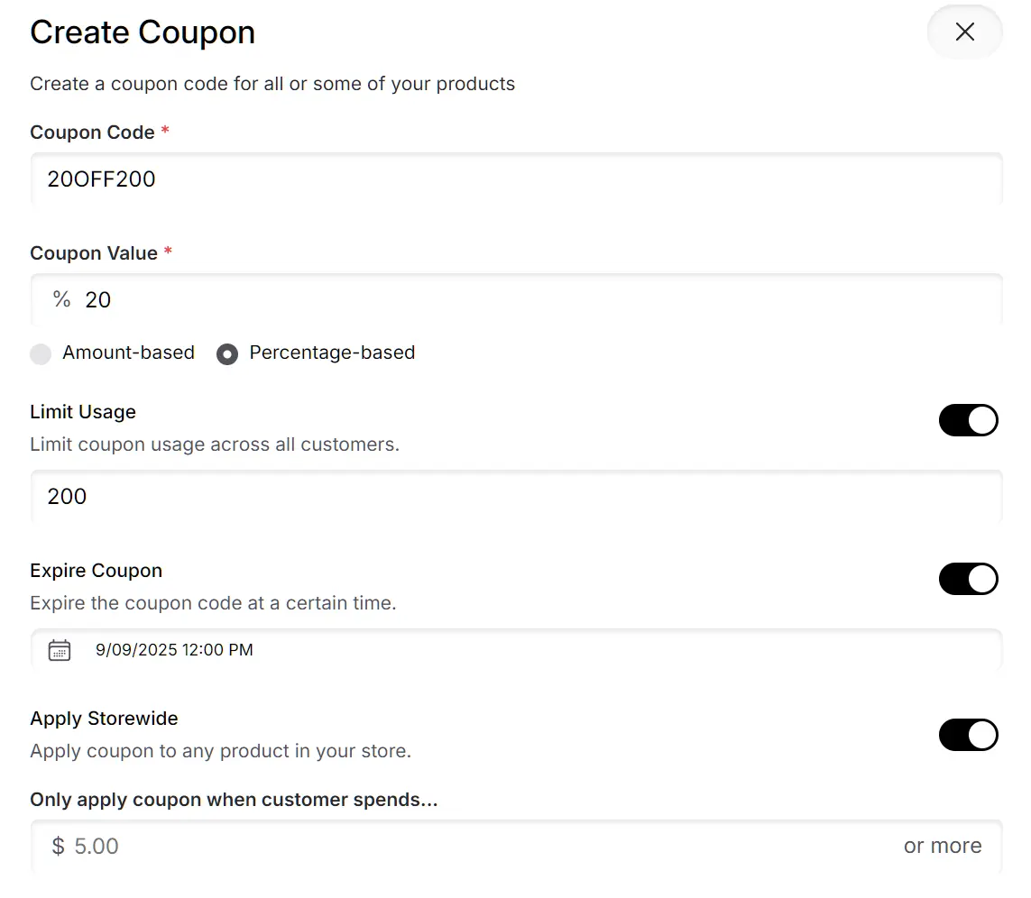 Create a coupon
